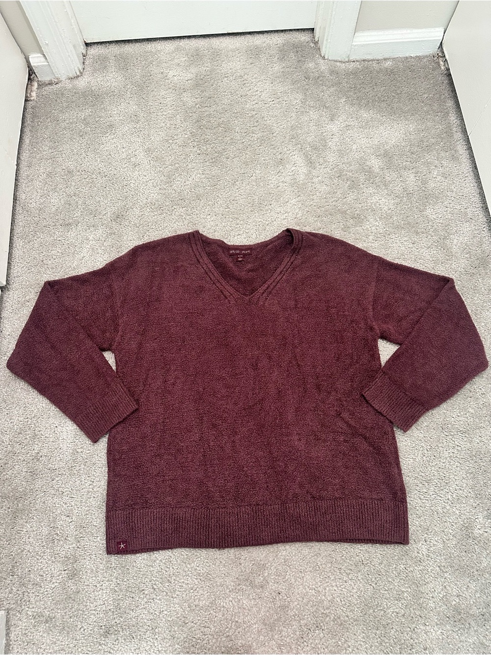 Barefoot Dreams Cozy Pullover V-Neck in Dusty Plum Size Large Petite MSRP $118